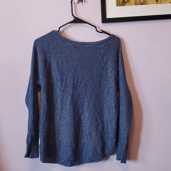 Bisou Bisou by Michele Bohbot Long Sleeve Top – Blue & Sparkly – Size S - Picture 3 of 4